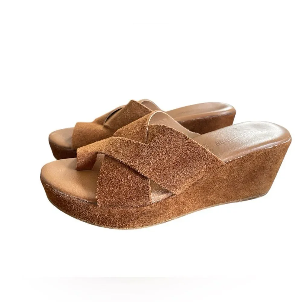 Sophia Milano Suede Wedge Sandals Size 6.5 - Picture 10 of 14